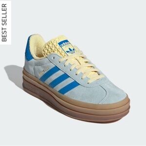 Adidas Gazelle Bold in blue and yellow, women’s size 8